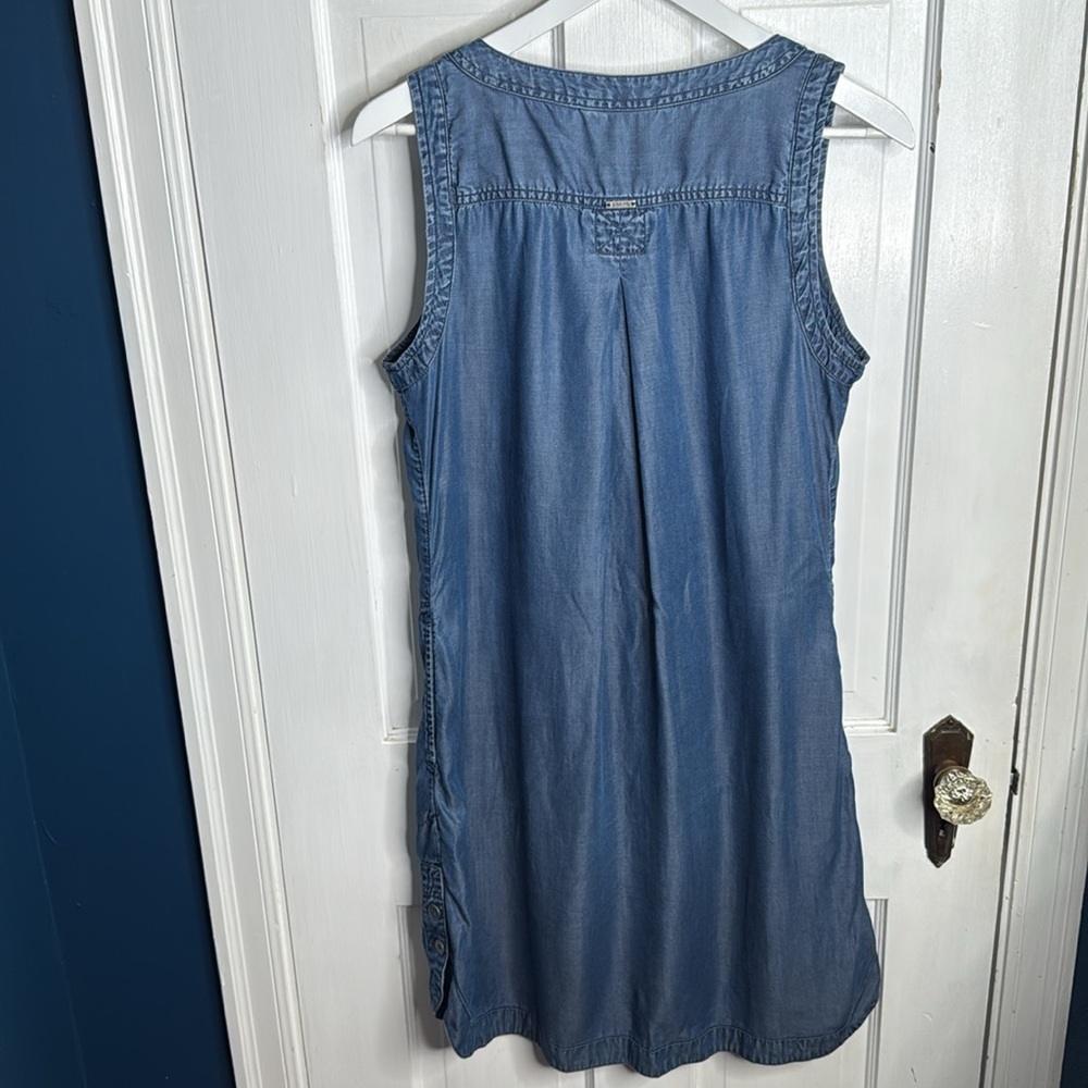 PrAna Talton Button Up Denim Tencel Sleeveless V-Neck Dress W1761 Sz M - Picture 8 of 11